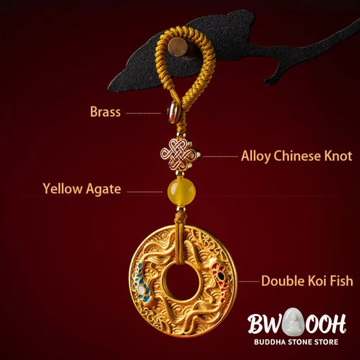 Buddha Stones Double Koi Fish Peace Buckle Wealth Luck Key Chain - Koi Fish(Luck♥Prosperity) - Key Chain