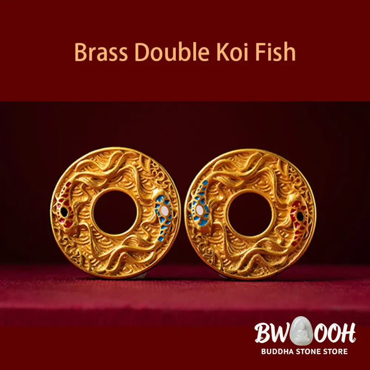 Buddha Stones Double Koi Fish Peace Buckle Wealth Luck Key Chain - Koi Fish(Luck♥Prosperity) - Key Chain