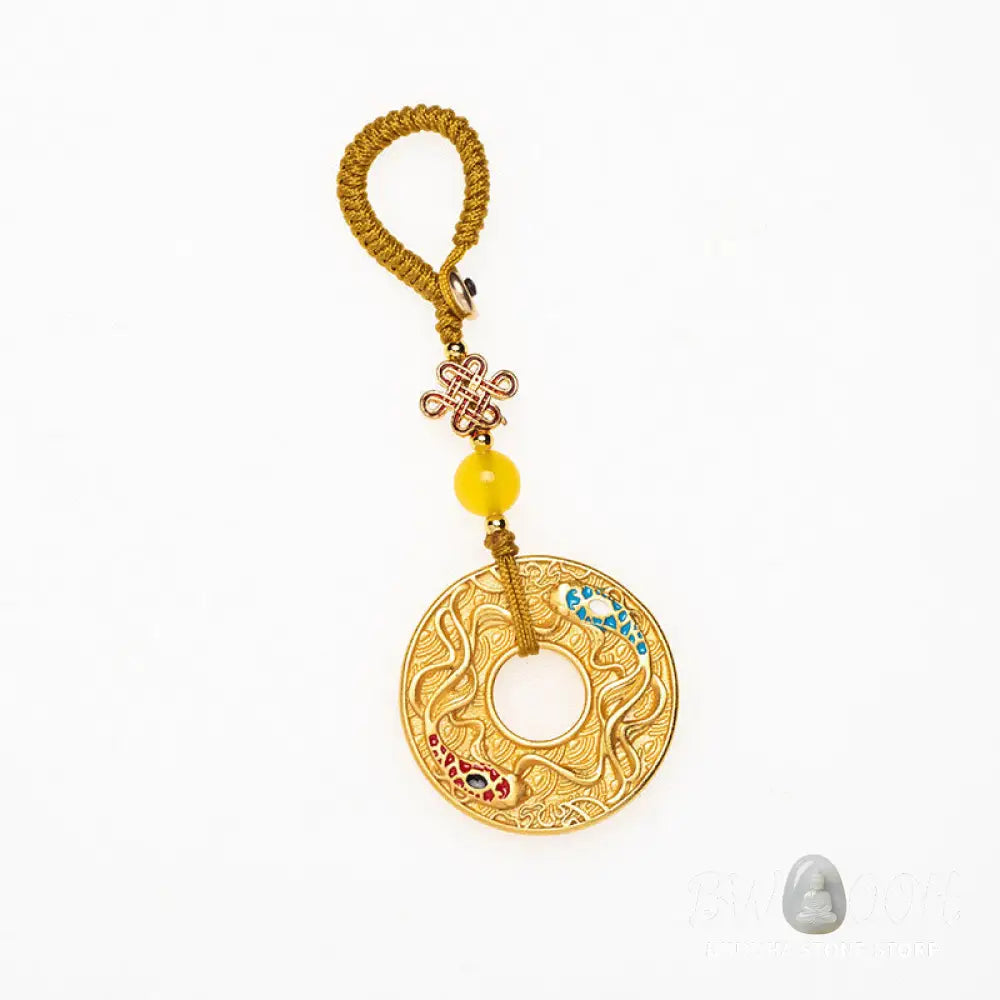 Buddha Stones Double Koi Fish Peace Buckle Wealth Luck Key Chain - Koi Fish(Luck♥Prosperity) - Key Chain