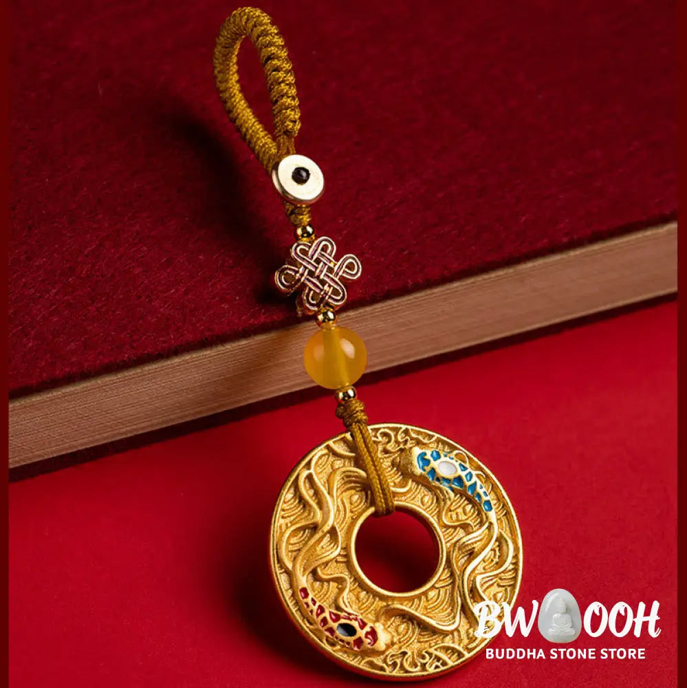 Buddha Stones Double Koi Fish Peace Buckle Wealth Luck Key Chain - Koi Fish(Luck♥Prosperity) - Key Chain