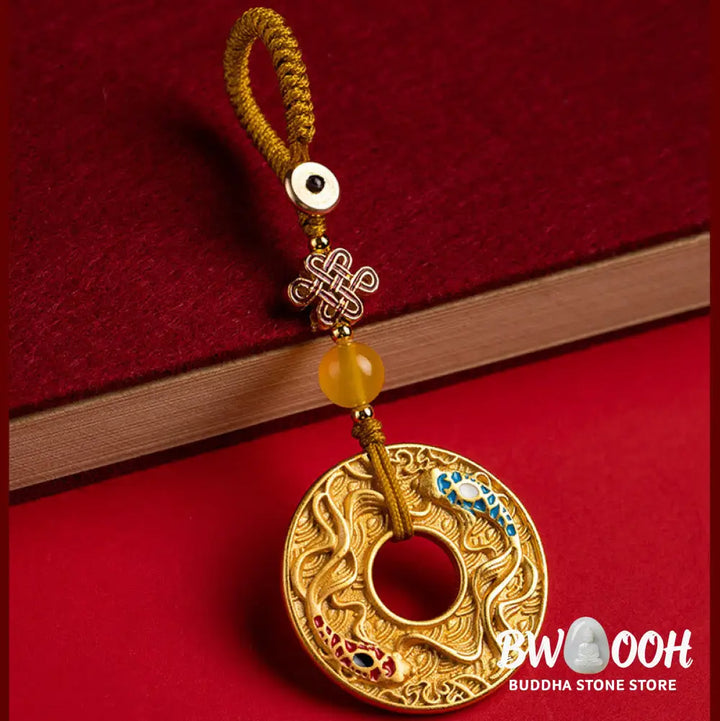 Buddha Stones Double Koi Fish Peace Buckle Wealth Luck Key Chain - Koi Fish(Luck♥Prosperity) - Key Chain