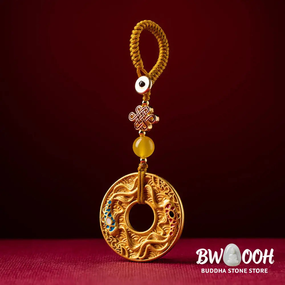 Buddha Stones Double Koi Fish Peace Buckle Wealth Luck Key Chain - Koi Fish(Luck♥Prosperity) - Key Chain