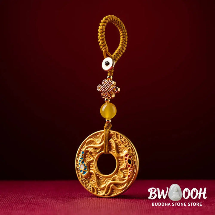 Buddha Stones Double Koi Fish Peace Buckle Wealth Luck Key Chain - Koi Fish(Luck♥Prosperity) - Key Chain