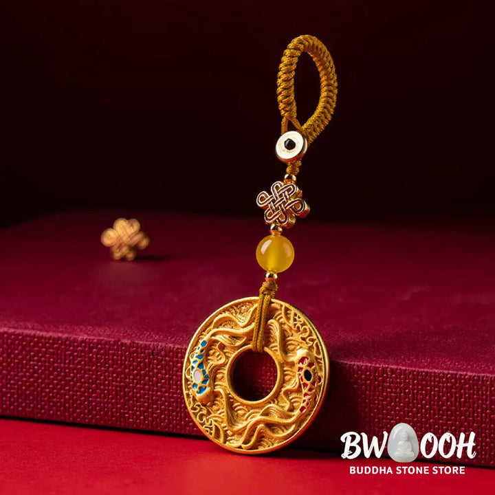Buddha Stones Double Koi Fish Peace Buckle Wealth Luck Key Chain - Koi Fish(Luck♥Prosperity) - Key Chain