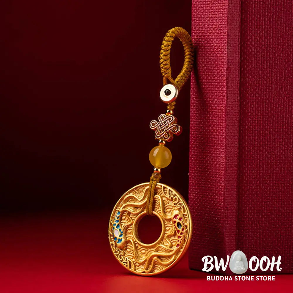 Buddha Stones Double Koi Fish Peace Buckle Wealth Luck Key Chain - Koi Fish(Luck♥Prosperity) - Key Chain