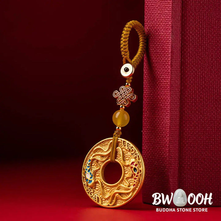 Buddha Stones Double Koi Fish Peace Buckle Wealth Luck Key Chain - Koi Fish(Luck♥Prosperity) - Key Chain