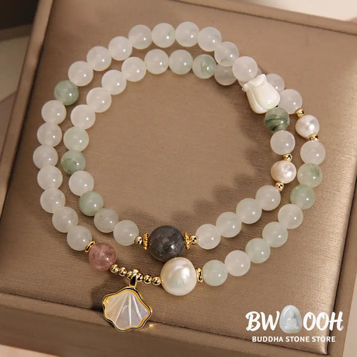 Buddha Stones Double Layer Jade Shell Luck Bracelet - BWOOOH - Jade Shell Pendant Bracelet(Wrist Circumference:
