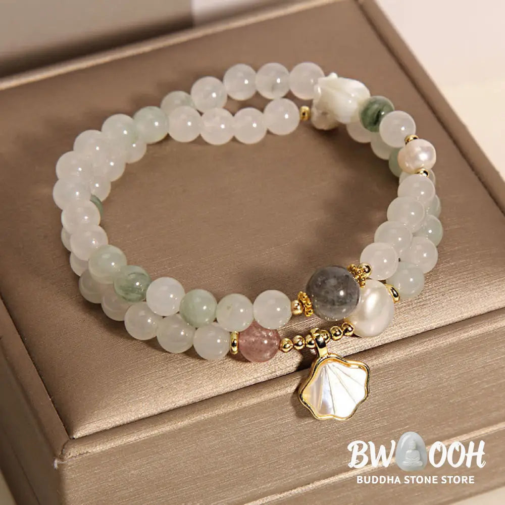 Buddha Stones Double Layer Jade Shell Luck Bracelet - BWOOOH - Jade Shell Pendant Bracelet(Wrist Circumference: