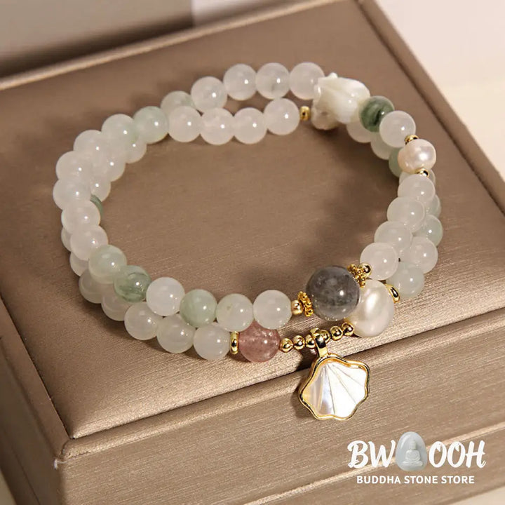 Buddha Stones Double Layer Jade Shell Luck Bracelet - BWOOOH - Jade Shell Pendant Bracelet(Wrist Circumference: