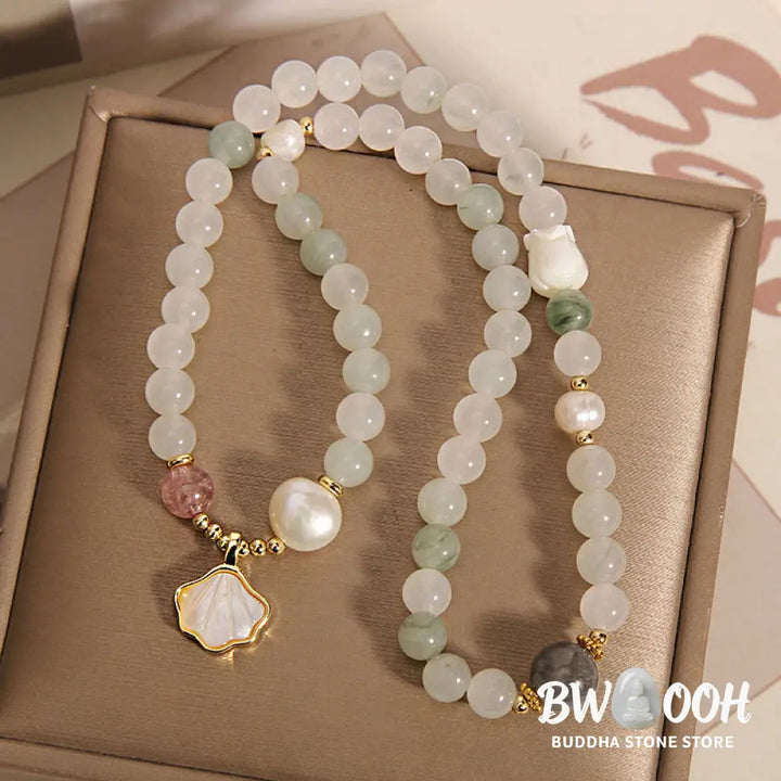 Buddha Stones Double Layer Jade Shell Luck Bracelet - BWOOOH - Jade Shell Pendant Bracelet(Wrist Circumference: