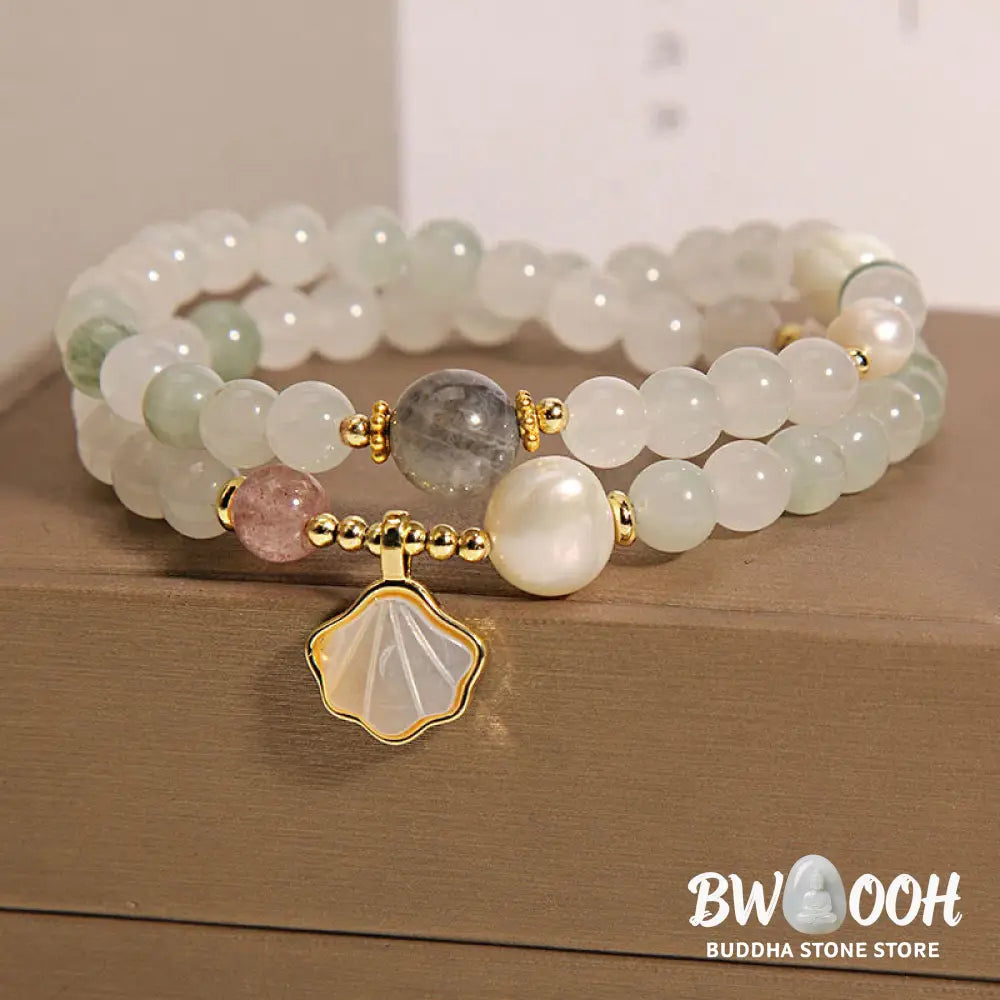 Buddha Stones Double Layer Jade Shell Luck Bracelet - BWOOOH - Jade Shell Pendant Bracelet(Wrist Circumference: