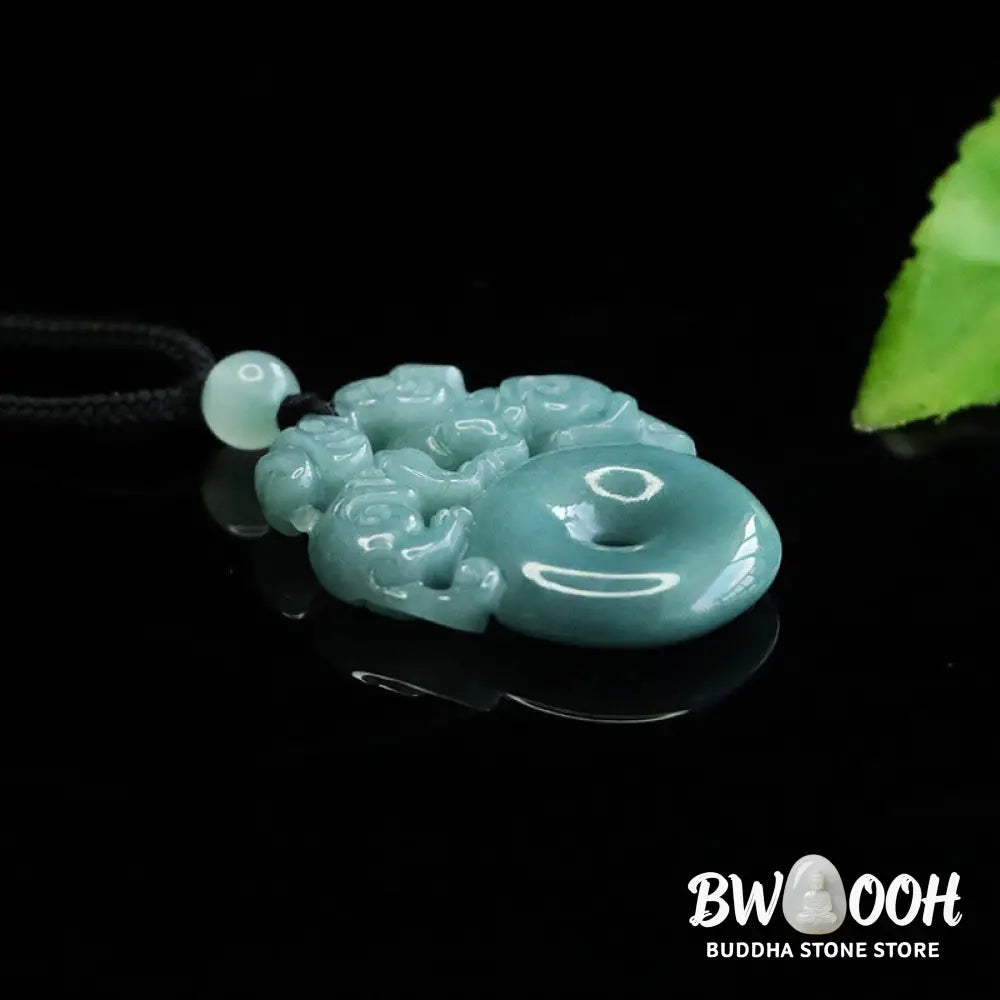 Buddha Stones Double PiXiu Jade Peace Buckle Wealth Luck String Necklace Pendant - BWOOOH - PiXiu(Wealth♥Luck)