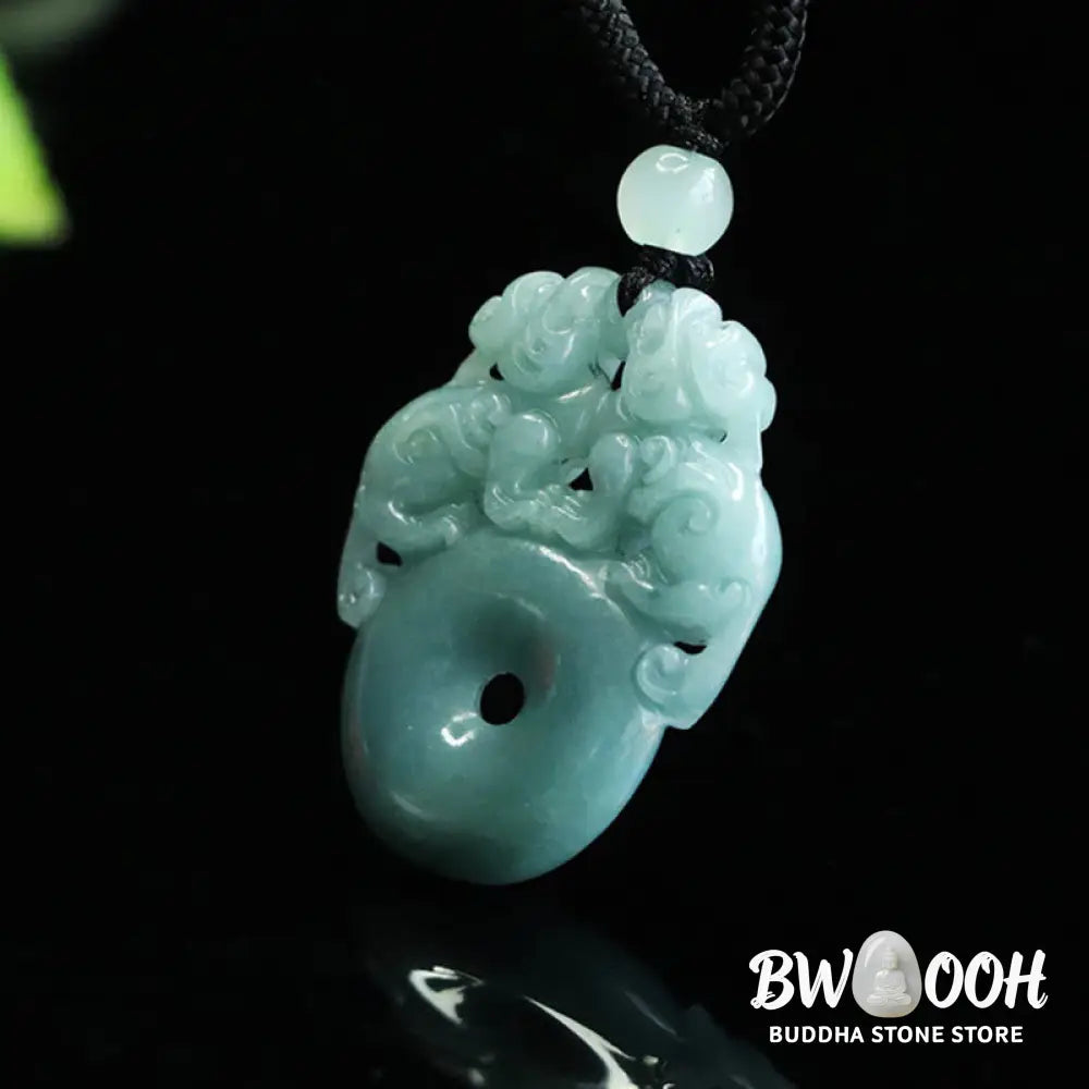 Buddha Stones Double PiXiu Jade Peace Buckle Wealth Luck String Necklace Pendant - BWOOOH - PiXiu(Wealth♥Luck)