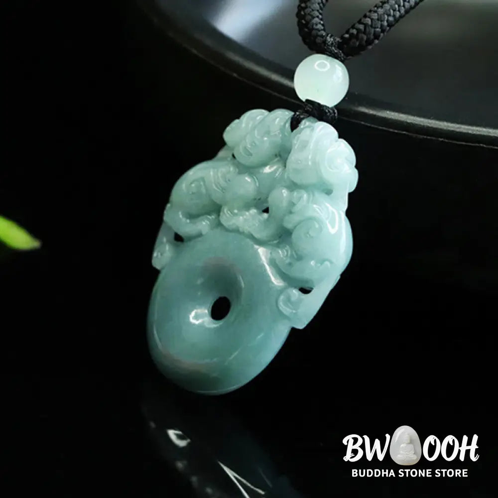 Buddha Stones Double PiXiu Jade Peace Buckle Wealth Luck String Necklace Pendant - BWOOOH - PiXiu(Wealth♥Luck)