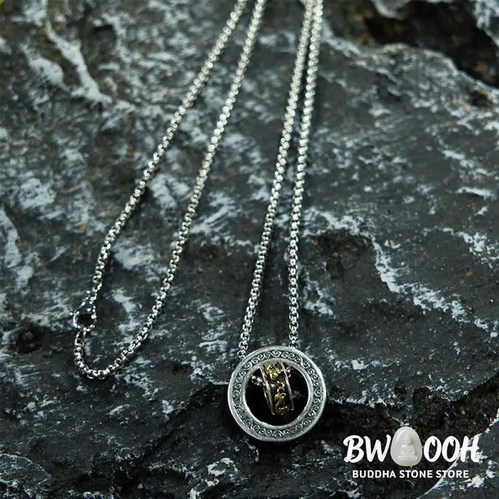 Buddha Stones Double Ring PiXiu Peace Buckle Wealth Rotatable Necklace Pendant - BWOOOH - PiXiu - Necklaces &amp; Pendants