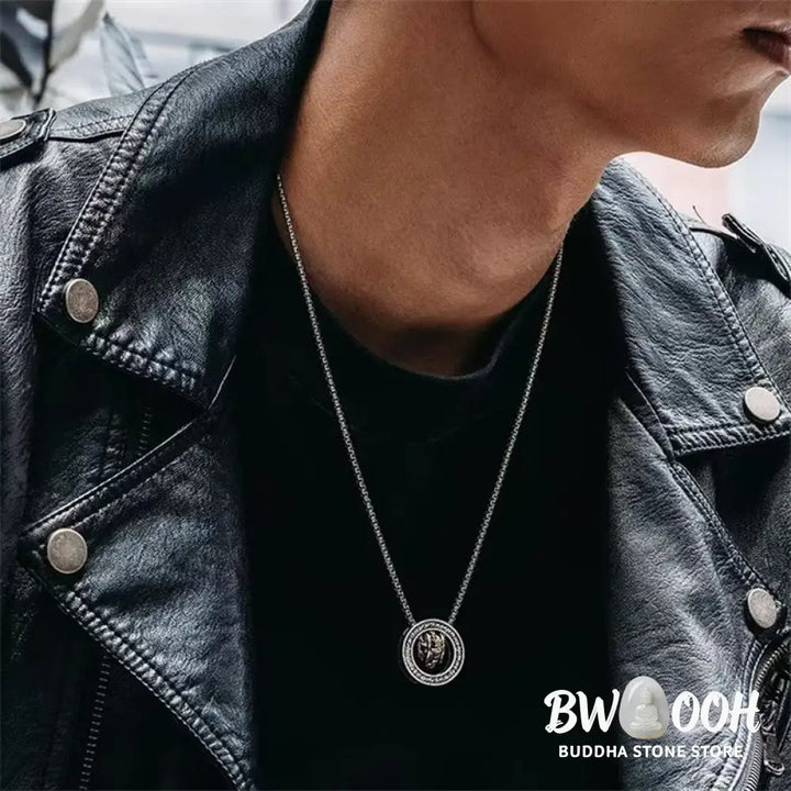 Buddha Stones Double Ring PiXiu Peace Buckle Wealth Rotatable Necklace Pendant - BWOOOH - PiXiu - Necklaces &amp; Pendants