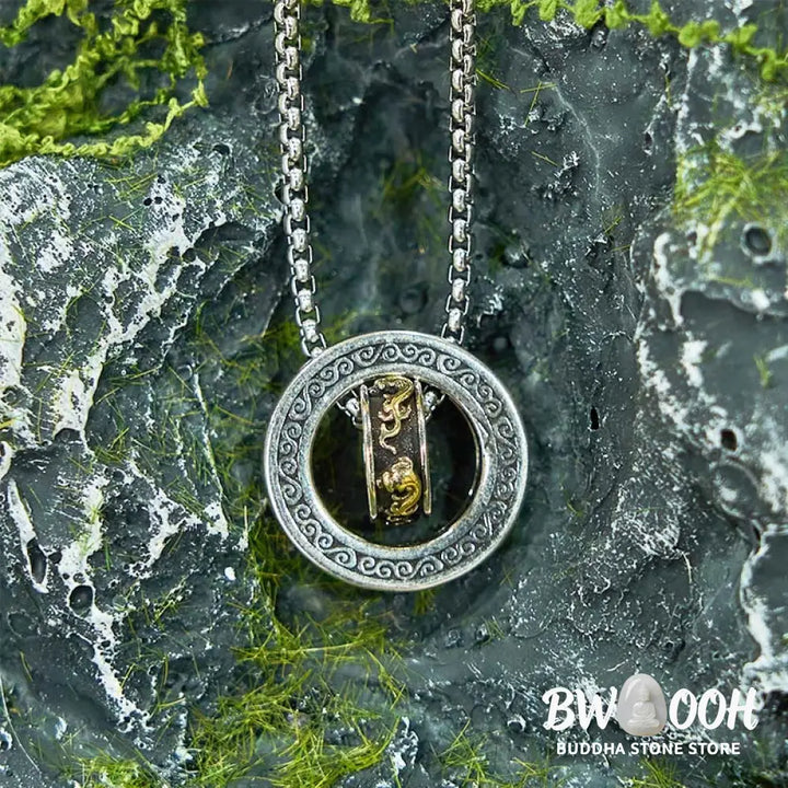 Buddha Stones Double Ring PiXiu Peace Buckle Wealth Rotatable Necklace Pendant - BWOOOH - PiXiu - Necklaces &amp; Pendants