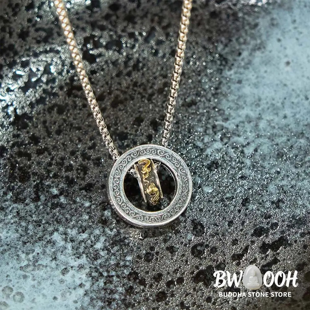 Buddha Stones Double Ring PiXiu Peace Buckle Wealth Rotatable Necklace Pendant - BWOOOH - PiXiu - Necklaces &amp; Pendants