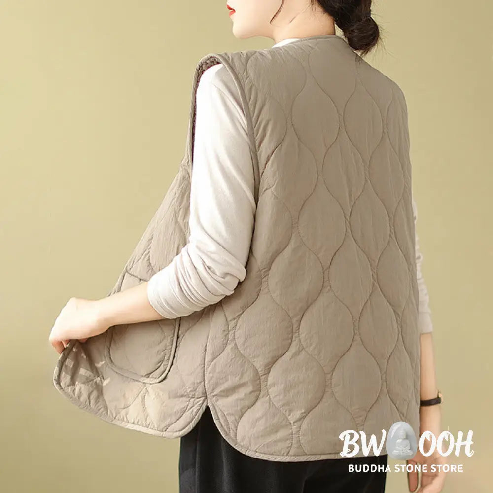 Buddha Stones Double-sided Style Women’s Viscose Fiber Sleeveless Vest Waistcoat With Pockets - Women’s Waistcoat
