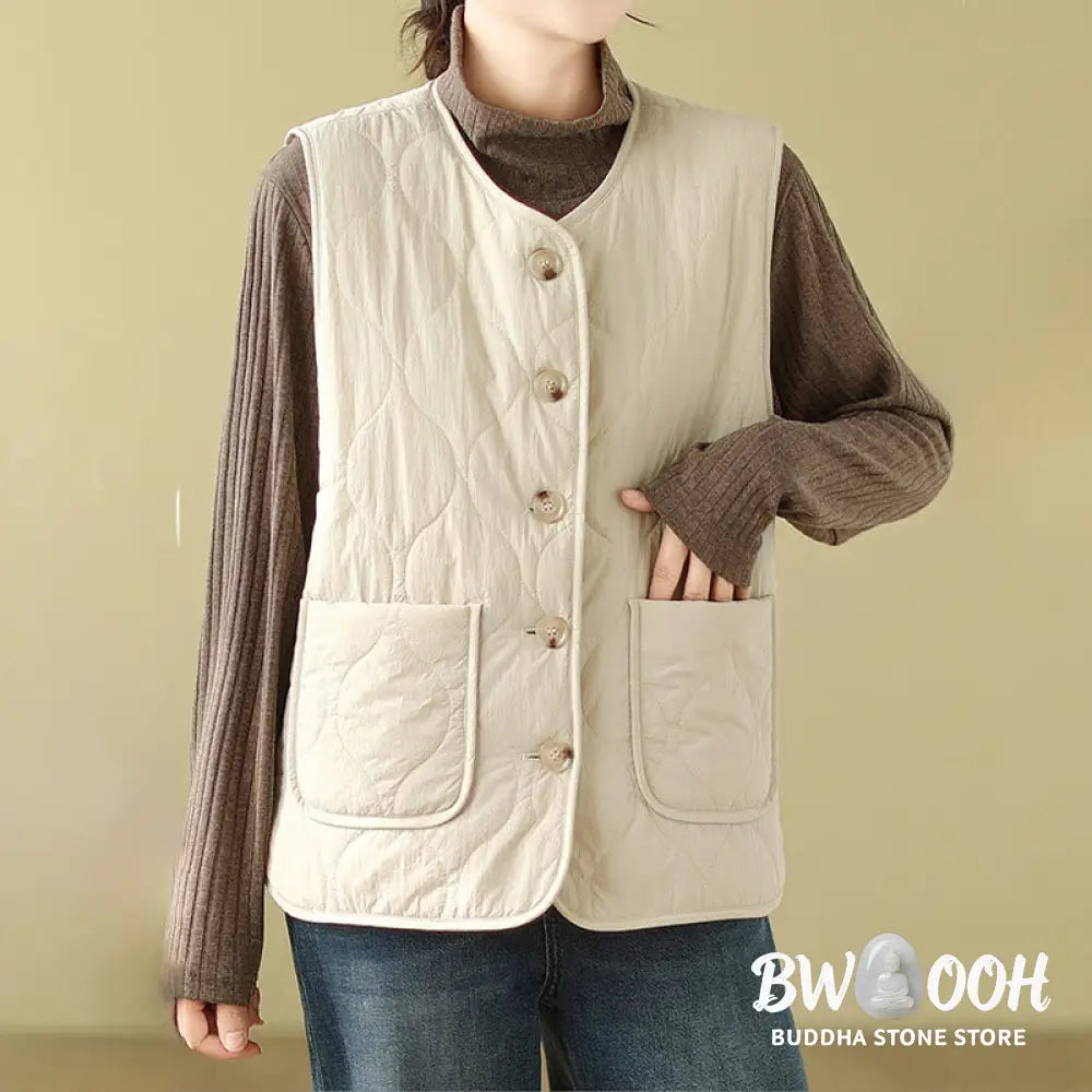 Buddha Stones Double-sided Style Women’s Viscose Fiber Sleeveless Vest Waistcoat With Pockets - Women’s Waistcoat