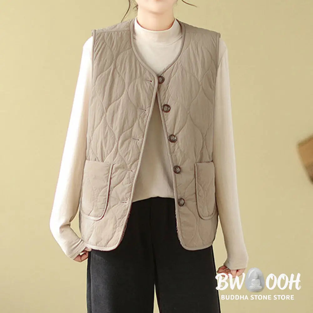 Buddha Stones Double-sided Style Women’s Viscose Fiber Sleeveless Vest Waistcoat With Pockets - Women’s Waistcoat