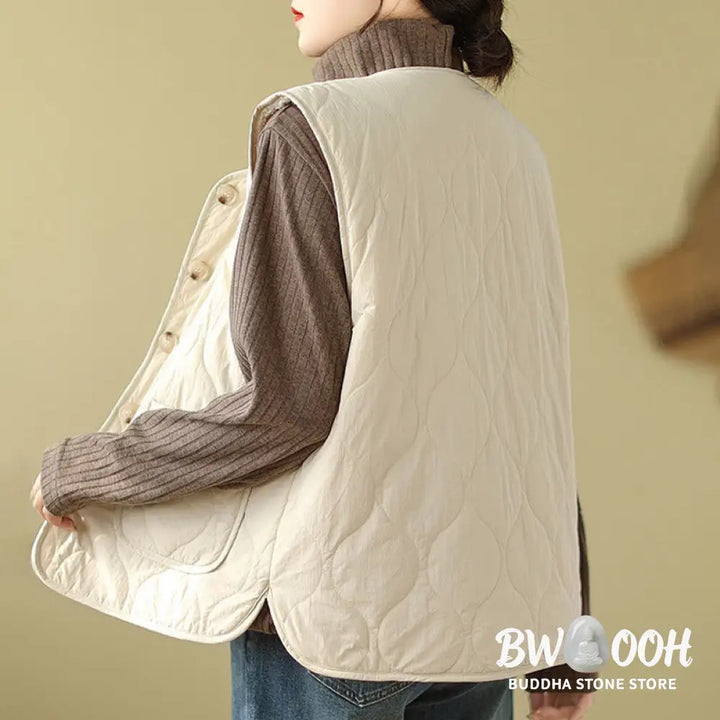 Buddha Stones Double-sided Style Women’s Viscose Fiber Sleeveless Vest Waistcoat With Pockets - Women’s Waistcoat