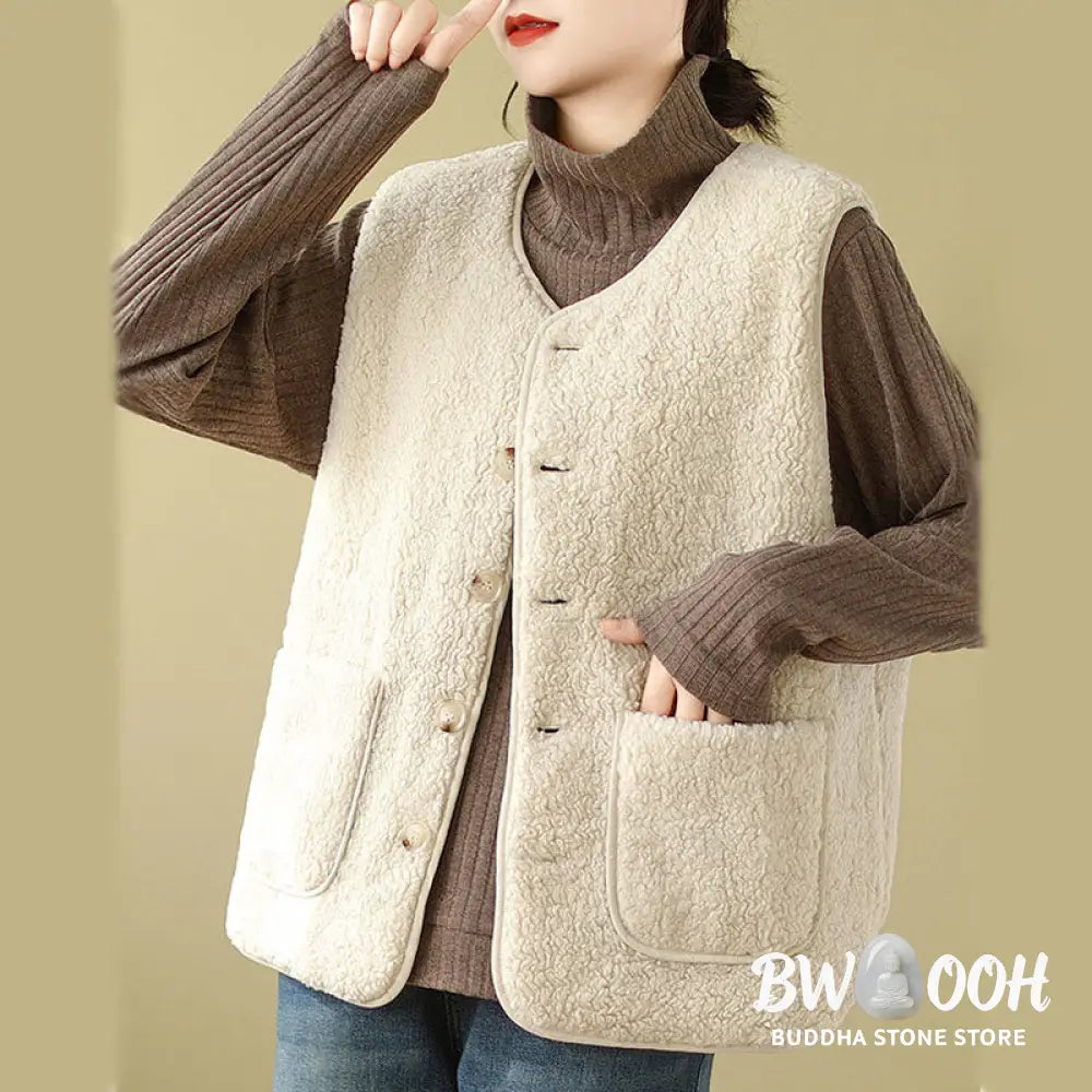 Buddha Stones Double-sided Style Women’s Viscose Fiber Sleeveless Vest Waistcoat With Pockets - Women’s Waistcoat