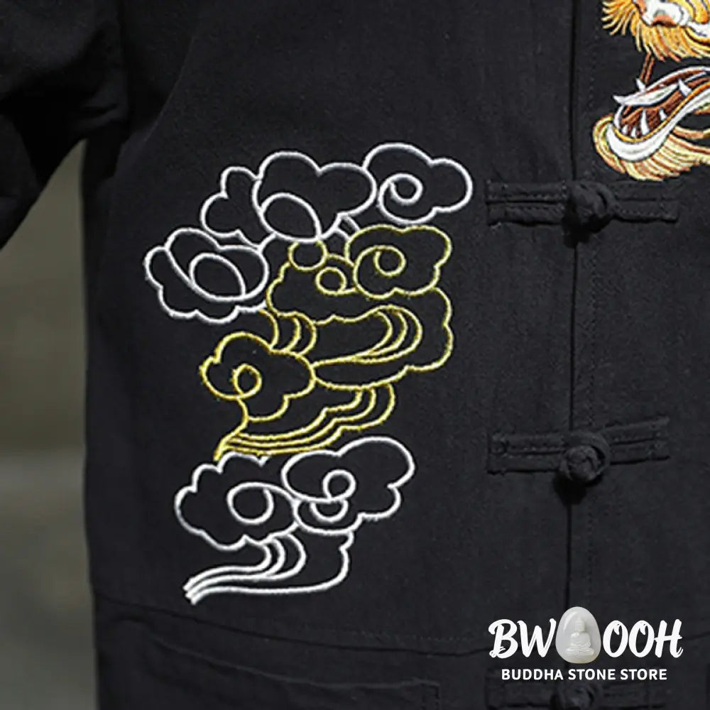 Buddha Stones Dragon Auspicious Cloud Embroidery Clothing Chinese Tang Suit Jacket Men Clothing - Clothes