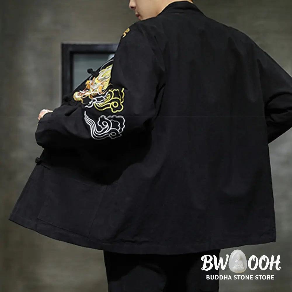 Buddha Stones Dragon Auspicious Cloud Embroidery Clothing Chinese Tang Suit Jacket Men Clothing - Clothes