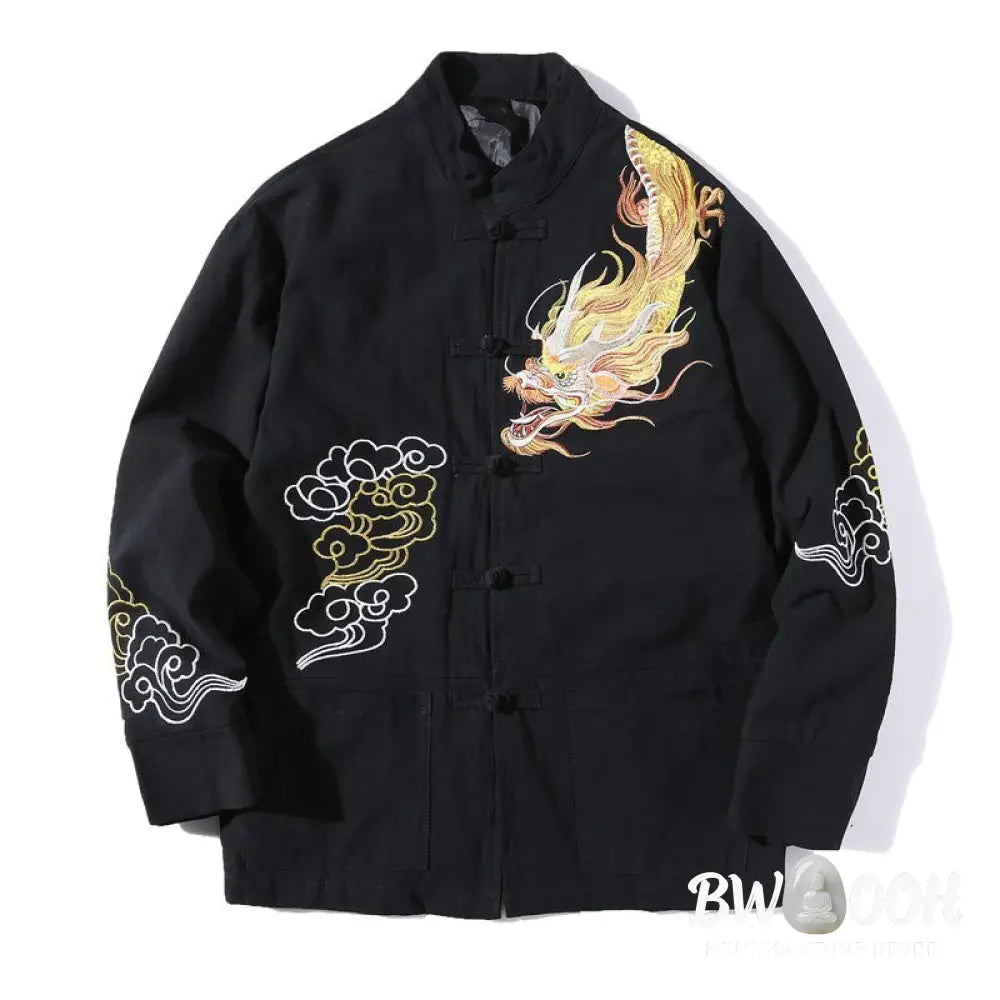 Buddha Stones Dragon Auspicious Cloud Embroidery Clothing Chinese Tang Suit Jacket Men Clothing - Clothes