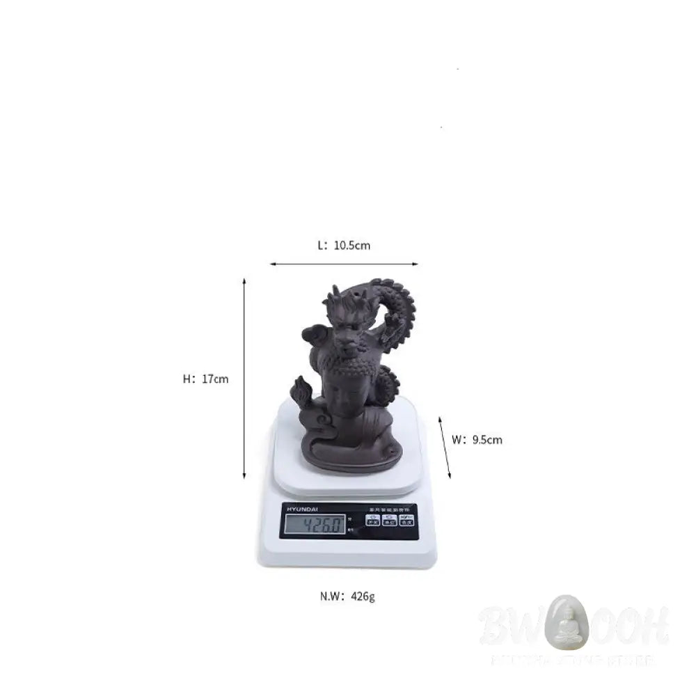 BWOOOH Dragon Buddha Auspicious Clouds Purple Clay Healing Incense Burner Decoration - Buddha Dragon
