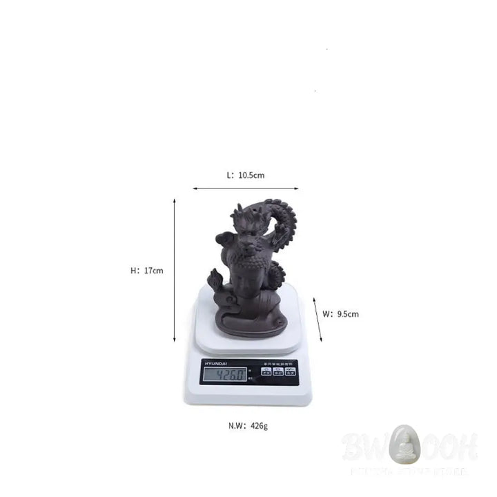 BWOOOH Dragon Buddha Auspicious Clouds Purple Clay Healing Incense Burner Decoration - Buddha Dragon