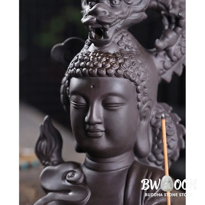 BWOOOH Dragon Buddha Auspicious Clouds Purple Clay Healing Incense Burner Decoration - Buddha Dragon