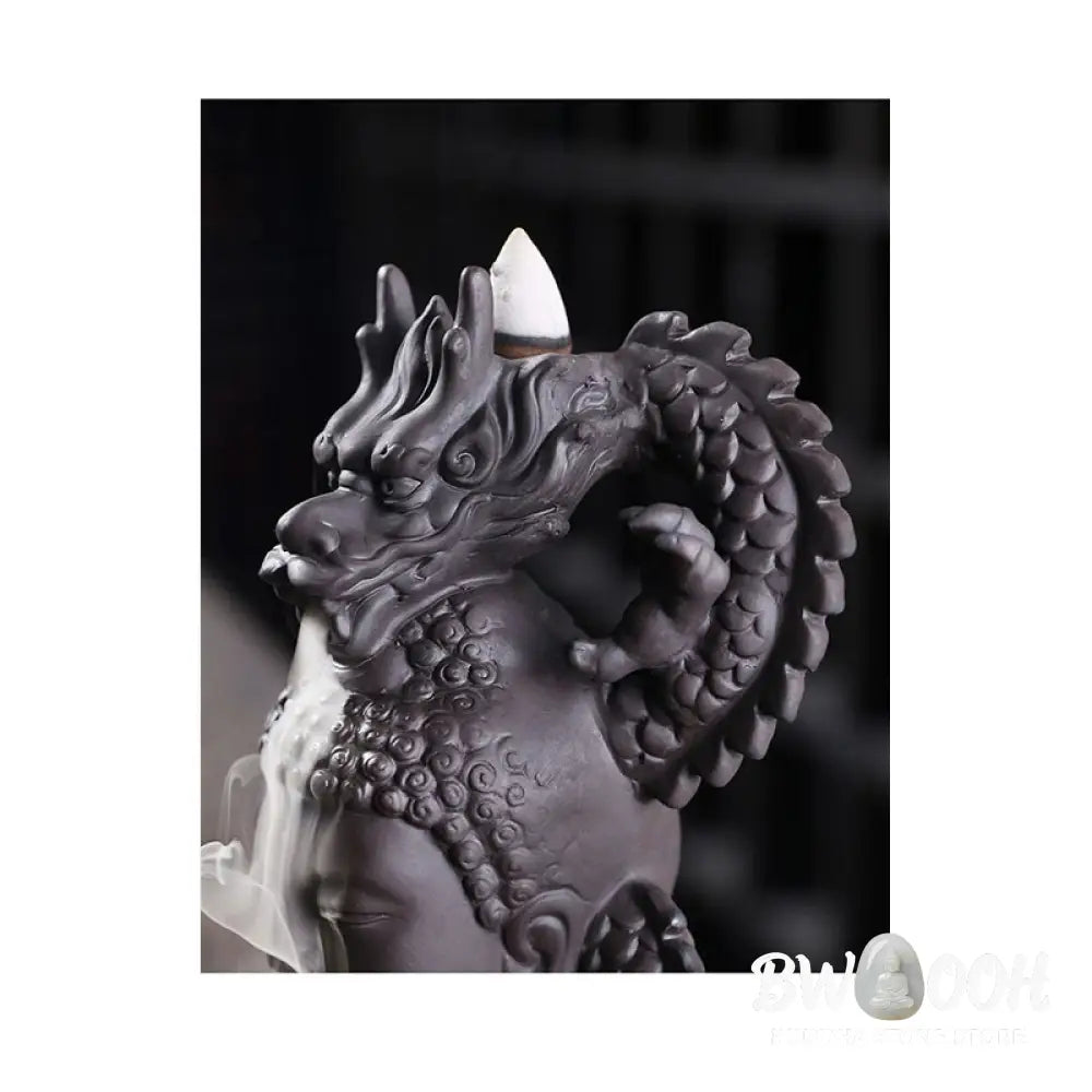 BWOOOH Dragon Buddha Auspicious Clouds Purple Clay Healing Incense Burner Decoration - Buddha Dragon