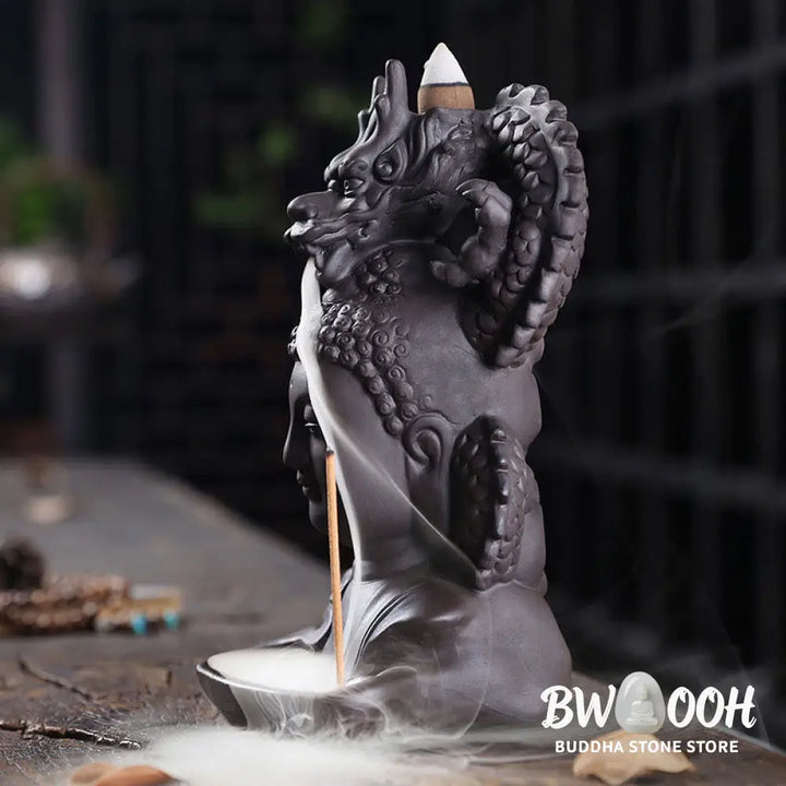 BWOOOH Dragon Buddha Auspicious Clouds Purple Clay Healing Incense Burner Decoration - Buddha Dragon