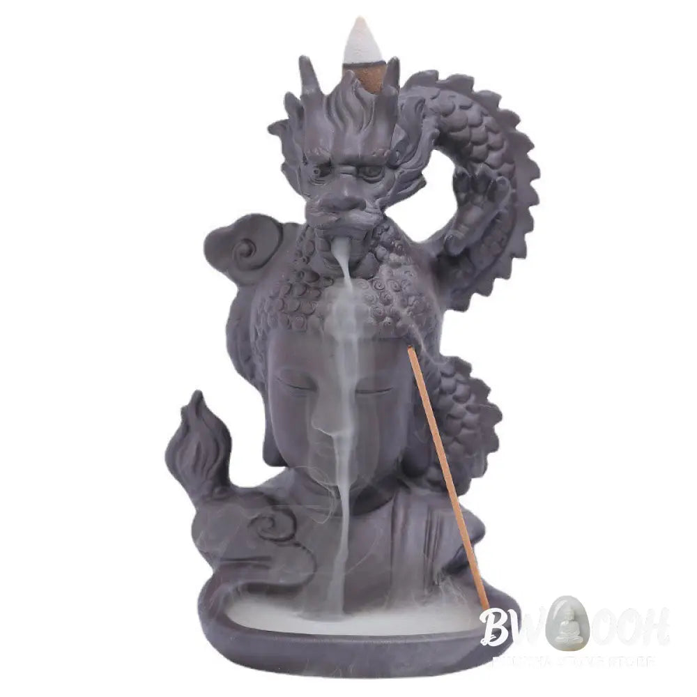 BWOOOH Dragon Buddha Auspicious Clouds Purple Clay Healing Incense Burner Decoration - Buddha Dragon
