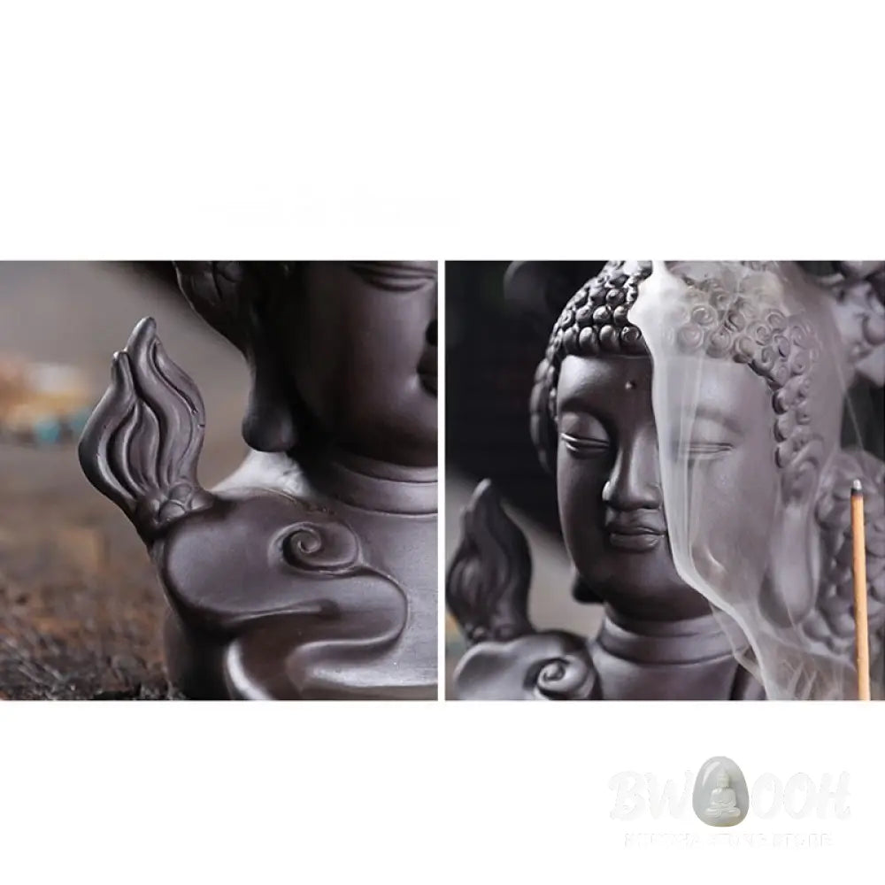 BWOOOH Dragon Buddha Auspicious Clouds Purple Clay Healing Incense Burner Decoration - Buddha Dragon
