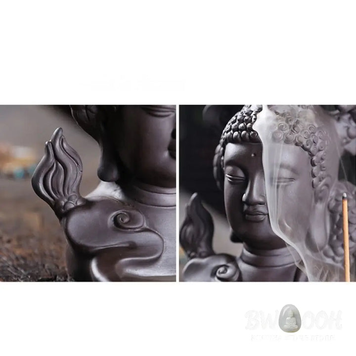 BWOOOH Dragon Buddha Auspicious Clouds Purple Clay Healing Incense Burner Decoration - Buddha Dragon
