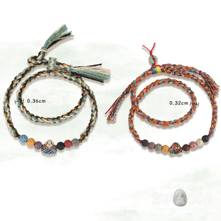 Buddha Stones Dragon Boat Festival Colorful Rope Lava Rock Fu Character Rice Dumplings Luck Braided Bracelet - BWOOOH