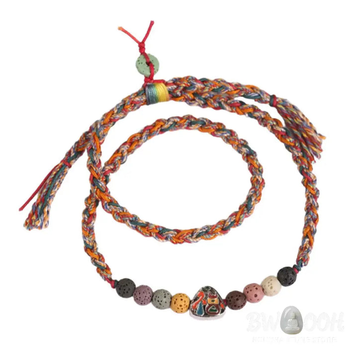 Buddha Stones Dragon Boat Festival Colorful Rope Lava Rock Fu Character Rice Dumplings Luck Braided Bracelet - BWOOOH