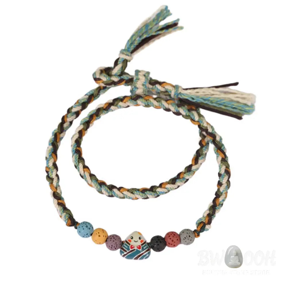 Buddha Stones Dragon Boat Festival Colorful Rope Lava Rock Fu Character Rice Dumplings Luck Braided Bracelet - BWOOOH