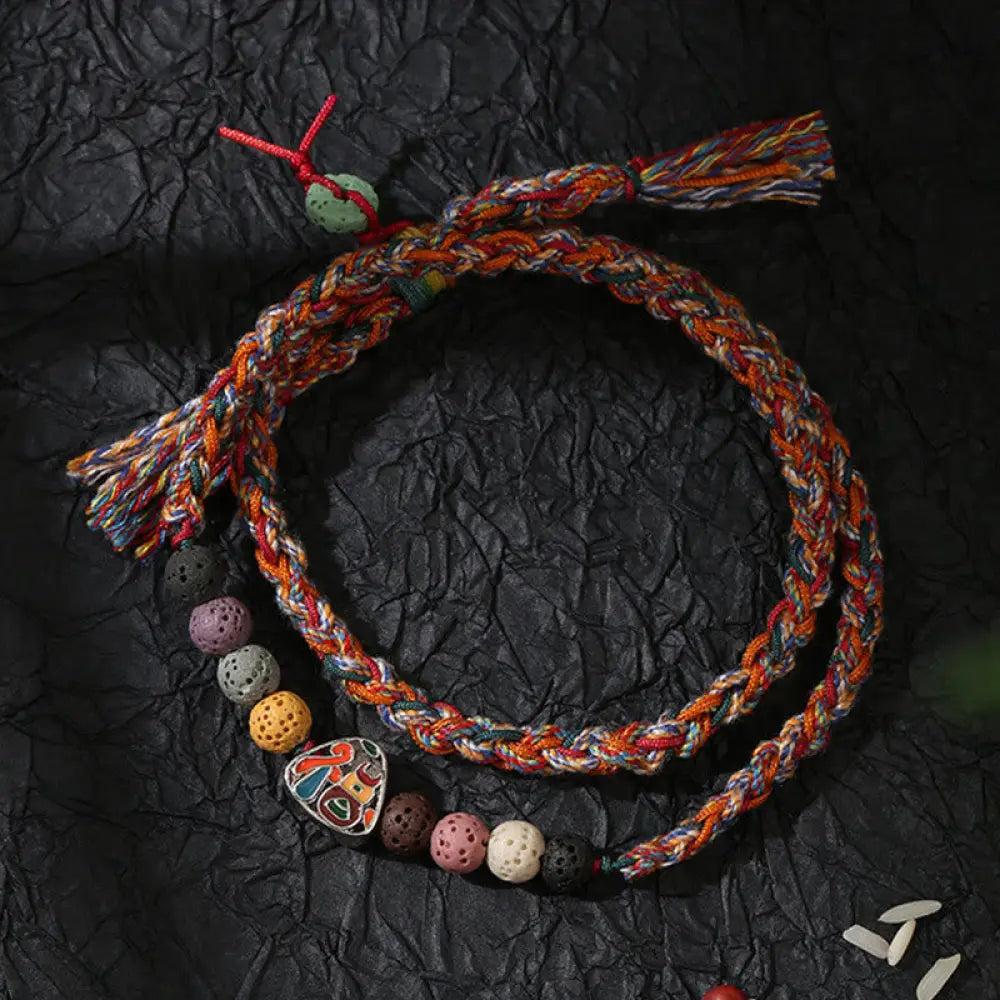 Buddha Stones Dragon Boat Festival Colorful Rope Lava Rock Fu Character Rice Dumplings Luck Braided Bracelet - BWOOOH