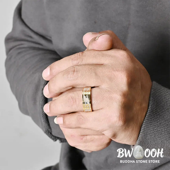 Buddha Stones Dragon Carved Protection Strength Titanium Steel Ring - BWOOOH - Ring