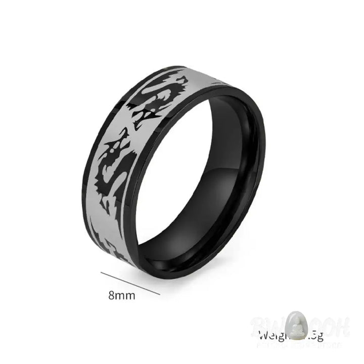Buddha Stones Dragon Carved Protection Strength Titanium Steel Ring - BWOOOH - Ring