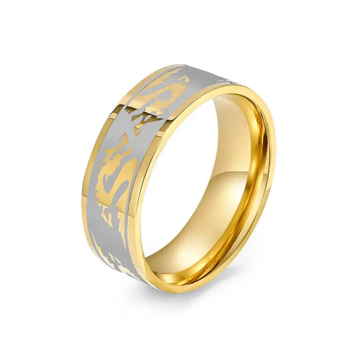 BWOOOH Dragon Carved Protection Strength Titanium Steel Ring — Dragon spiritual jewelry for spiritual healing and mindful ...