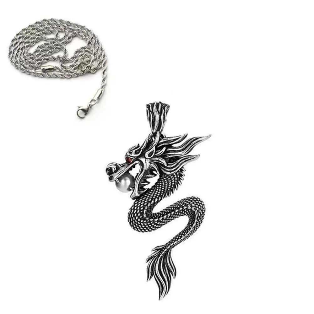 Buddha Stones Dragon Copper Balance Luck Necklace Pendant - BWOOOH - Copper Dragon With Twisted Chain - Necklaces &amp;