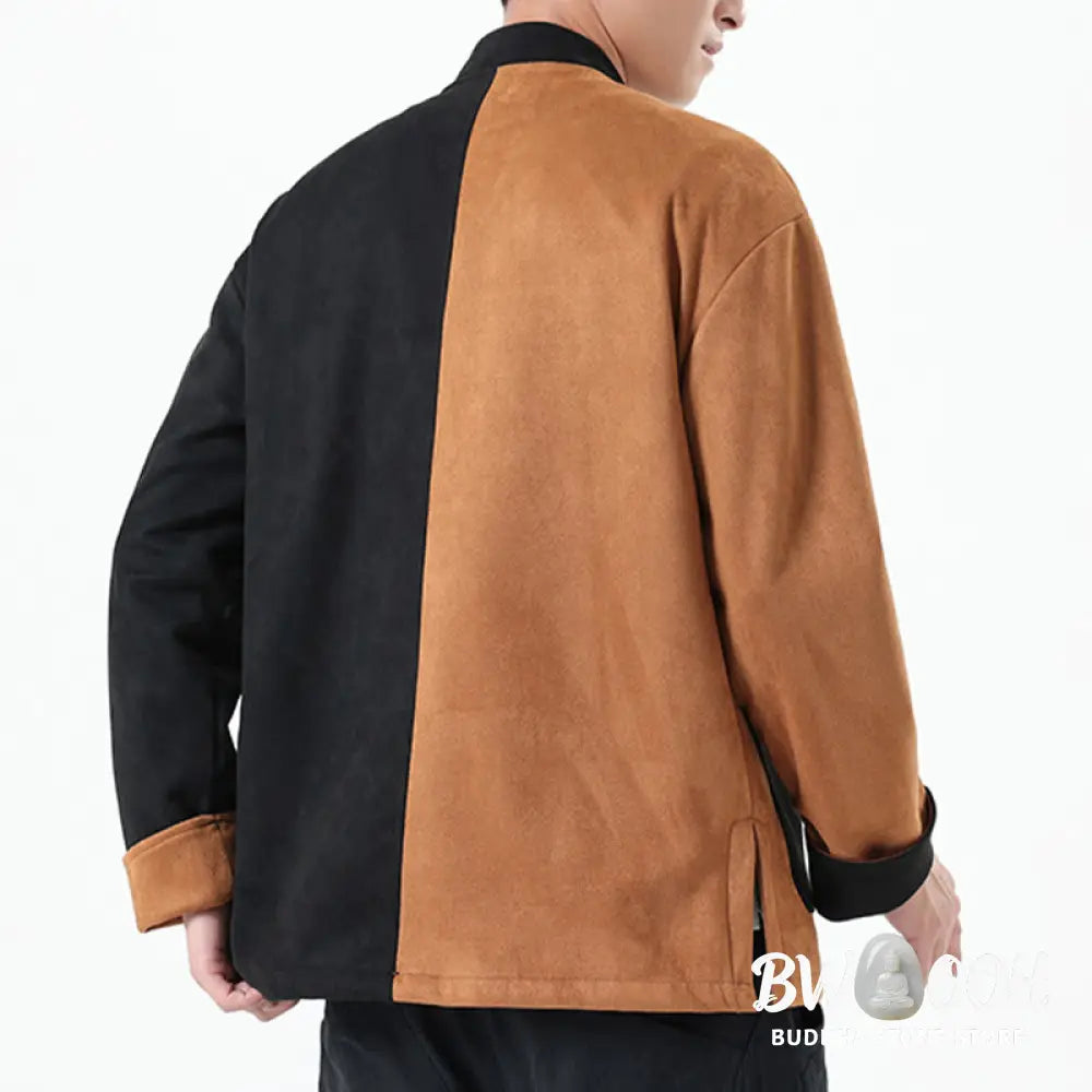 Buddha Stones Dragon Embroidery Casual Frog-button Cotton Men’s Jacket Shirt Clothing - Men’s Jacket Shirt