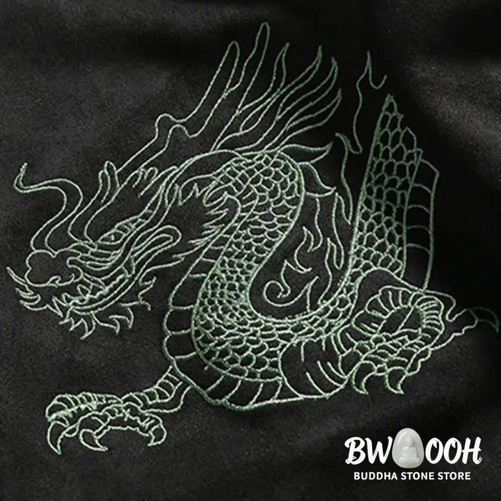 Buddha Stones Dragon Embroidery Casual Frog-button Cotton Men’s Jacket Shirt Clothing - Men’s Jacket Shirt