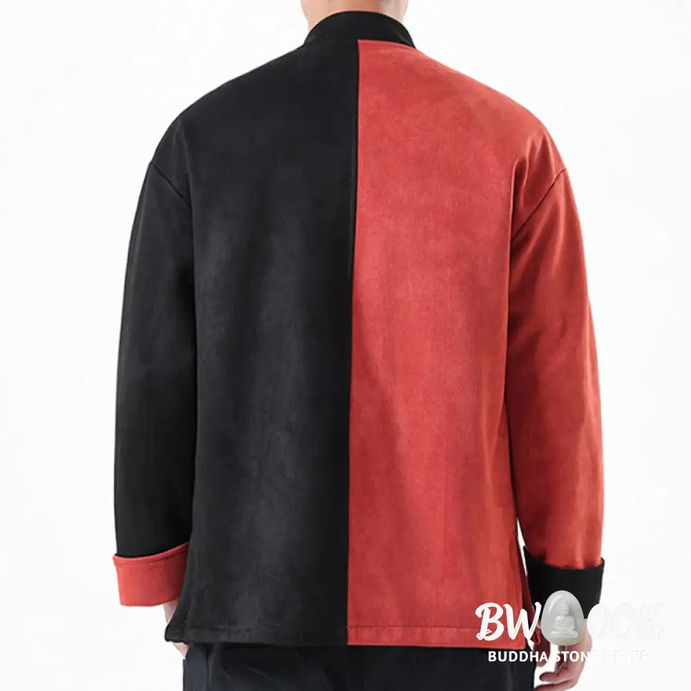 Buddha Stones Dragon Embroidery Casual Frog-button Cotton Men’s Jacket Shirt Clothing - Men’s Jacket Shirt