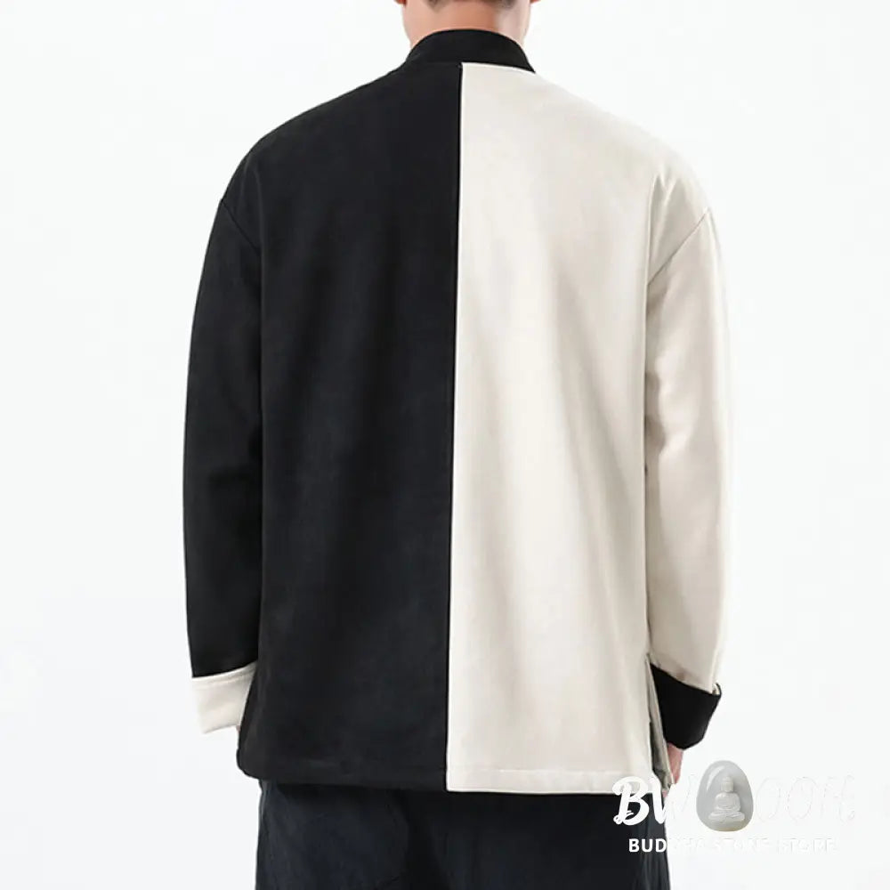 Buddha Stones Dragon Embroidery Casual Frog-button Cotton Men’s Jacket Shirt Clothing - Men’s Jacket Shirt